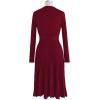 imageCHICWISH Womens NudeRedBlackEmeraldLilac VNeck TieWaist Wrap Pleated Ribbed Knitted DressRed