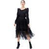 imageCHICWISH Womens PinkCreamTanBlack Ruffle Tiered HiLo Mesh Tulle SkirtBlackruffle Tiered Hilo
