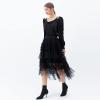 imageCHICWISH Womens PinkCreamTanBlack Ruffle Tiered HiLo Mesh Tulle SkirtBlackruffle Tiered Hilo