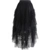imageCHICWISH Womens PinkCreamTanBlack Ruffle Tiered HiLo Mesh Tulle SkirtBlackruffle Tiered Hilo