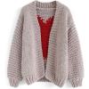 imageCHICWISH Womens Red Heart Shape Pattern on Back Soft Hand Knit Chunky CardiganGrey