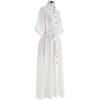 imageCHICWISH Womens ShortSleeve Midi Button Front Shirt Dresses V Neck Casual High Waist Slits Cotton Midi Dress with BeltIvory