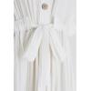 imageCHICWISH Womens ShortSleeve Midi Button Front Shirt Dresses V Neck Casual High Waist Slits Cotton Midi Dress with BeltIvory