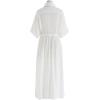 imageCHICWISH Womens ShortSleeve Midi Button Front Shirt Dresses V Neck Casual High Waist Slits Cotton Midi Dress with BeltIvory
