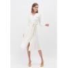 imageCHICWISH Womens White VNeck Shimmer Contrast Line Buttoned Knit DressWhite