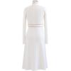 imageCHICWISH Womens White VNeck Shimmer Contrast Line Buttoned Knit DressWhite