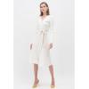 imageCHICWISH Womens White VNeck Shimmer Contrast Line Buttoned Knit DressWhite