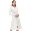 imageCHICWISH Womens White VNeck Shimmer Contrast Line Buttoned Knit DressWhite