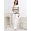 imageDisamer Sets for Women Two Piece Sweater Lounge Spring Outfits 2025 Casual Summer Tops Long Pants PajamasStripe White