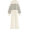 imageDisamer Womens 2 Piece Outfits Sweater Set Long Sleeve Knit Pullover Tops Wide Leg Pants Lounge SetsStripe Apricot