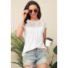 imageDisamer Womens Cap Sleeve Summer Tops Casual Crew Neck Lace Fashion Loose Fit Short Sleeve Shirts Tunic BlouseA Pure White
