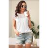 imageDisamer Womens Cap Sleeve Summer Tops Casual Crew Neck Lace Fashion Loose Fit Short Sleeve Shirts Tunic BlouseA Pure White