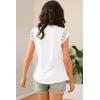 imageDisamer Womens Cap Sleeve Summer Tops Casual Crew Neck Lace Fashion Loose Fit Short Sleeve Shirts Tunic BlouseA Pure White