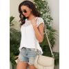 imageDisamer Womens Cap Sleeve Summer Tops Casual Crew Neck Lace Fashion Loose Fit Short Sleeve Shirts Tunic BlouseA Pure White