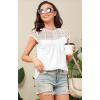 imageDisamer Womens Cap Sleeve Summer Tops Casual Crew Neck Lace Fashion Loose Fit Short Sleeve Shirts Tunic BlouseA Pure White