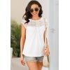 imageDisamer Womens Cap Sleeve Summer Tops Casual Crew Neck Lace Fashion Loose Fit Short Sleeve Shirts Tunic BlouseA Pure White