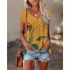 imageDisamer Womens T Shirts Short Sleeve Basic Tee Casual Summer Tops 2025 Fashion Crew Neck Loose Fit BlouseFlower Yellow