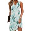 imageBeach Dresses for Women 2024 Vacation Swim Cover up VNeck Summer Dress Button Down Sleeveless Boho Floral SundressXLFlower Green