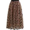 imageCHICWISH Green Tulle Midi Skirt Elegant Glitter Velvet Rose Mesh Skirts High Waist ALine Layered Midi Long Tutu SkirtsLight Tan