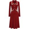 imageCHICWISH Midi Sweater Dress for Women Collared Braided Edge Long Sleeve Knit Dresses Fall Winter Elegant DressRed