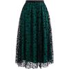 imageCHICWISH Tulle Skirts for Women Velvet Snowflake Mesh Fairy Skirt Elastic High Waist ALine Layered Midi SkirtDark Green