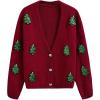 imageCHICWISH Women Knit Cardigan Sequin Christmas Tree VNeck Christmas Cardigan Cute Xmas Holiday Sweaters CardiganRedchristmas Tree
