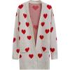 imageCHICWISH Women Knit Open Front Cardigans Cute Heart Pattern Long Sleeve Chunky Casual Cardigan Sweaters With PocketsIvory