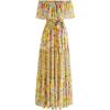 imageCHICWISH Women OffShoulder Maxi Dress Flower Printed Ruffle High Waist Chiffon Dress Yellow Flowy Long Dress with BeltYellow