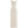 imageCHICWISH Women Strapless Long Maxi Dress Sexy Bodycon Twist Knot Front Knit Dress Off Shoulder Sleeveless Cocktail DressesIvory