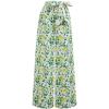 imageCHICWISH Women WideLeg Pants Lemon Printed High Waisted Belted Loose Trousers Casual Long Straight Pants with PocketsGreen