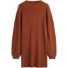 imageCHICWISH Womens CaramelGreen Lantern Sleeve Round Neck Ribbed Sweater DressCaramel