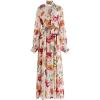 imageCHICWISH Womens Cream Scarf Plunging Vernal Blossom Chiffon Maxi DressCream