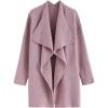 imageCHICWISH Womens GreyDusty PinkCream Wide Lapel Open Front Loose Knit CardiganDusty Pink