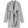 imageCHICWISH Womens GreyDusty PinkCream Wide Lapel Open Front Loose Knit CardiganGrey