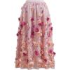 imageCHICWISH Women 3D Clover Applique Mesh Tulle Skirt Casual Flowy Elastic High Waist ALine Garden Party Maxi SkirtCoral
