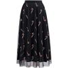 imageCHICWISH Women Christmas Shimmer Candy Cane Print Mesh Tulle Midi Skirt Cute High Waist ALine Casual Holiday SkirtsBlack