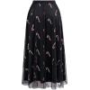 imageCHICWISH Women Christmas Shimmer Candy Cane Print Mesh Tulle Midi Skirt Cute High Waist ALine Casual Holiday SkirtsBlack