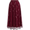 imageCHICWISH Women Christmas Shimmer Candy Cane Print Mesh Tulle Midi Skirt Cute High Waist ALine Casual Holiday SkirtsBurgundy