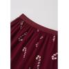 imageCHICWISH Women Christmas Shimmer Candy Cane Print Mesh Tulle Midi Skirt Cute High Waist ALine Casual Holiday SkirtsBurgundy