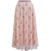 imageCHICWISH Women Christmas Shimmer Candy Cane Print Mesh Tulle Midi Skirt Cute High Waist ALine Casual Holiday SkirtsPink