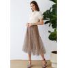 imageCHICWISH Women Detachable Bowknot Neck Short Bubble Sleeve Elegant Knit Tops Summer Solid Color Blouse TopCream
