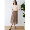 imageCHICWISH Women Detachable Bowknot Neck Short Bubble Sleeve Elegant Knit Tops Summer Solid Color Blouse TopCream