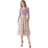 imageCHICWISH Women Floral Printed Mesh Tulle Midi Skirt Double Layered Elastic Waist A Line Flowy Fairy Skirts Dusty PinkDusty Pink