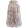 imageCHICWISH Women Floral Printed Mesh Tulle Midi Skirt Double Layered Elastic Waist A Line Flowy Fairy Skirts Dusty PinkDusty Pink