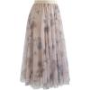 imageCHICWISH Women Floral Printed Mesh Tulle Midi Skirt Double Layered Elastic Waist A Line Flowy Fairy Skirts Dusty PinkDusty Pink