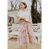 imageCHICWISH Women Floral Printed Mesh Tulle Midi Skirt Double Layered Elastic Waist A Line Flowy Fairy Skirts Dusty PinkDusty Pink