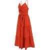 imageCHICWISH Womens MintGreenBlackOrange Twist Cutout Shirred Cami Maxi DressOrange