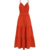 imageCHICWISH Womens MintGreenBlackOrange Twist Cutout Shirred Cami Maxi DressOrange