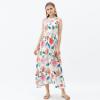 imageCHICWISH Womens Summer Palm Green LeafPink Floral Print Halter Neck Sleeveless Party Maxi DressSummer Fun