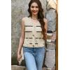 imageDisamer Sleeveless Sweater Vest for Women Crochet Knit Button Down Crop Cardigan Sleeveless Tank Tops with PocketsStripe Apricot